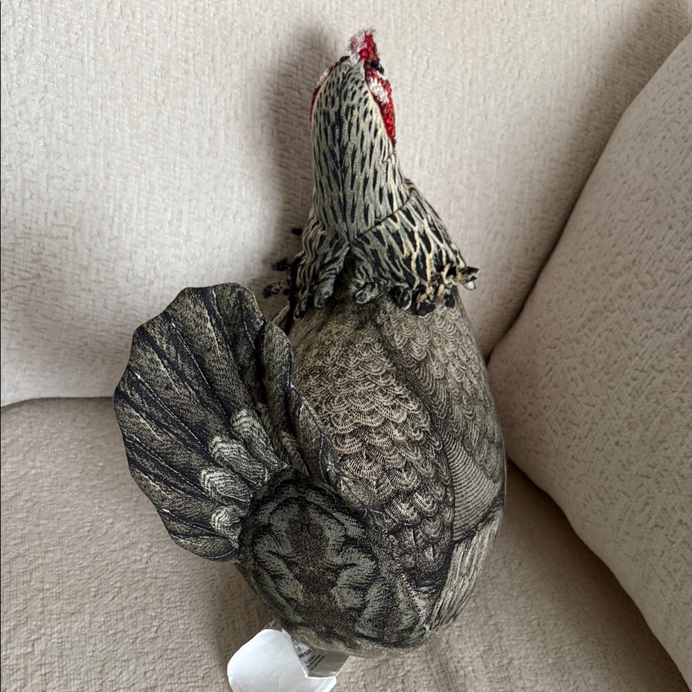 Beaded Chicken Embellished Seasonal Novelty Plush Pillow by John Derian NWT - Picture 8 of 9